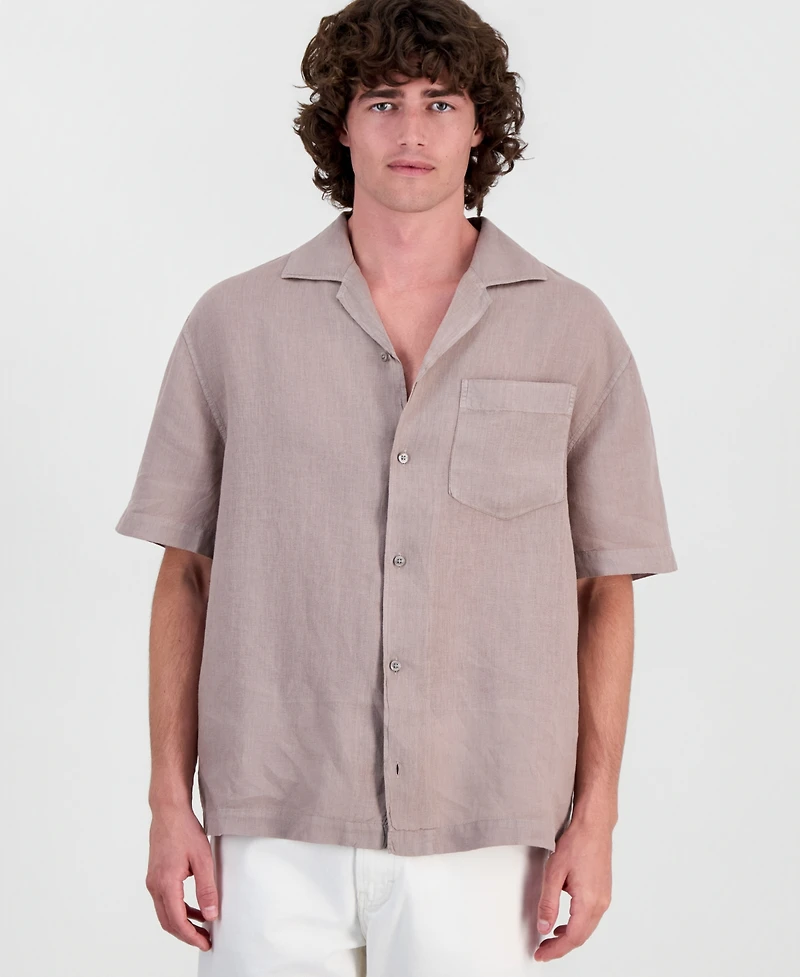 Hugo by Boss Men's Exolino Short-Sleeve Linen Shirt