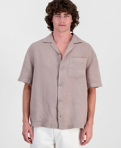 Hugo by Boss Men's Exolino Short-Sleeve Linen Shirt
