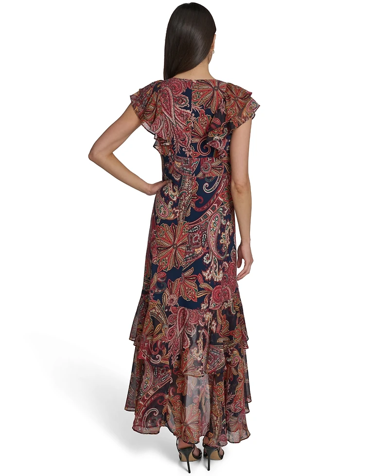 Tommy Hilfiger Women's Paisley Print Flutter-Sleeve Dress