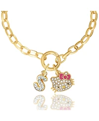 Hello Kitty Initial Crystal Charm Bracelet, Gold-Tone