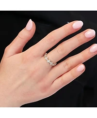 The Lovery Cz Clover Station Band Sterling Silver