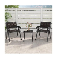 Boyel Living 3 Pieces Patio Pe Wicker Bistro Set with Quick-Drying Foam