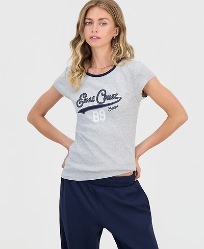 Hippie Rose Juniors' Y2K Graphic Ringer T-Shirt