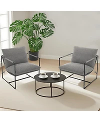 GarveeLife 2Pcs Accent Chair for Living Room,Modern Metal Framed Upholstered Armchair,Lounge Chair for Bedroom,Living Room,Reading Room
