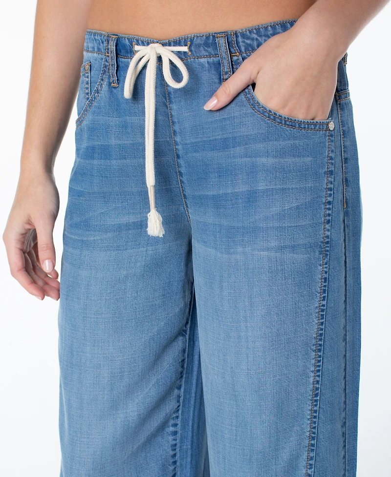 Celebrity Pink Juniors' Light-Weight Wide-Leg Drawstring Jeans