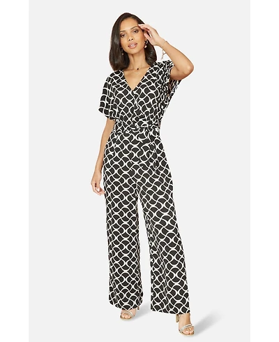 Yumi Women's Geometric Print Wrap Jumpsuit