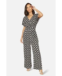 Yumi Women's Geometric Print Wrap Jumpsuit