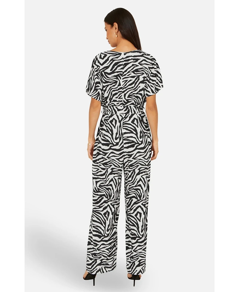 Yumi Women's Zebra Print Relaxed Jumpsuit