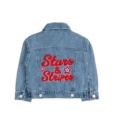 Sweet Wink Toddler Girls Stars and Stripes Patch Denim Jacket