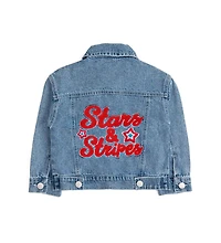 Sweet Wink Toddler Girls Stars and Stripes Patch Denim Jacket