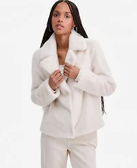 Cece Women's Faux-Fur Pearl Embellished Short Jacket