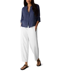 Eileen Fisher Women's Band Collar Cutaway Shirt, Regular, Plus And Petites