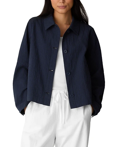 Eileen Fisher Women's Cotton-Blend Classic Collar A-Line Jacket, Regular And Plus