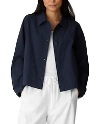 Eileen Fisher Women's Cotton-Blend Classic Collar A-Line Jacket, Regular And Plus