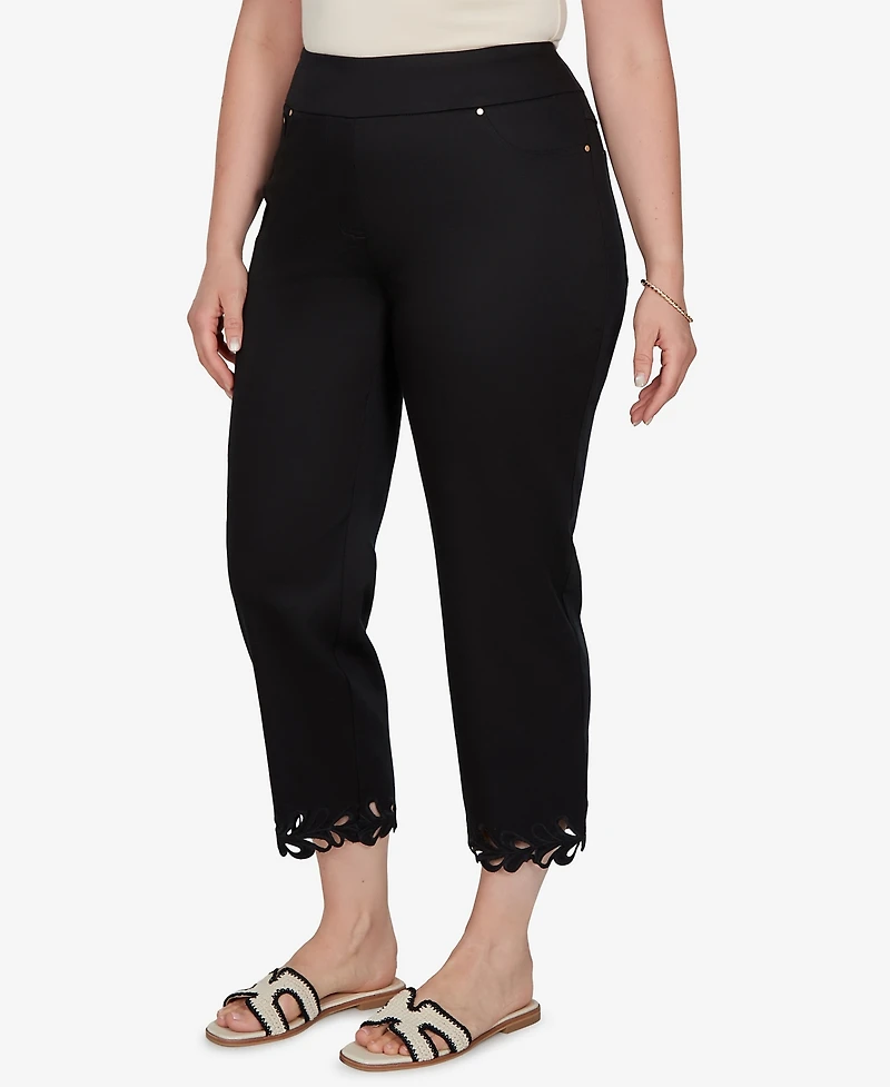 Ruby Rd. Plus Embroidered Cutout Denim Ankle Pants