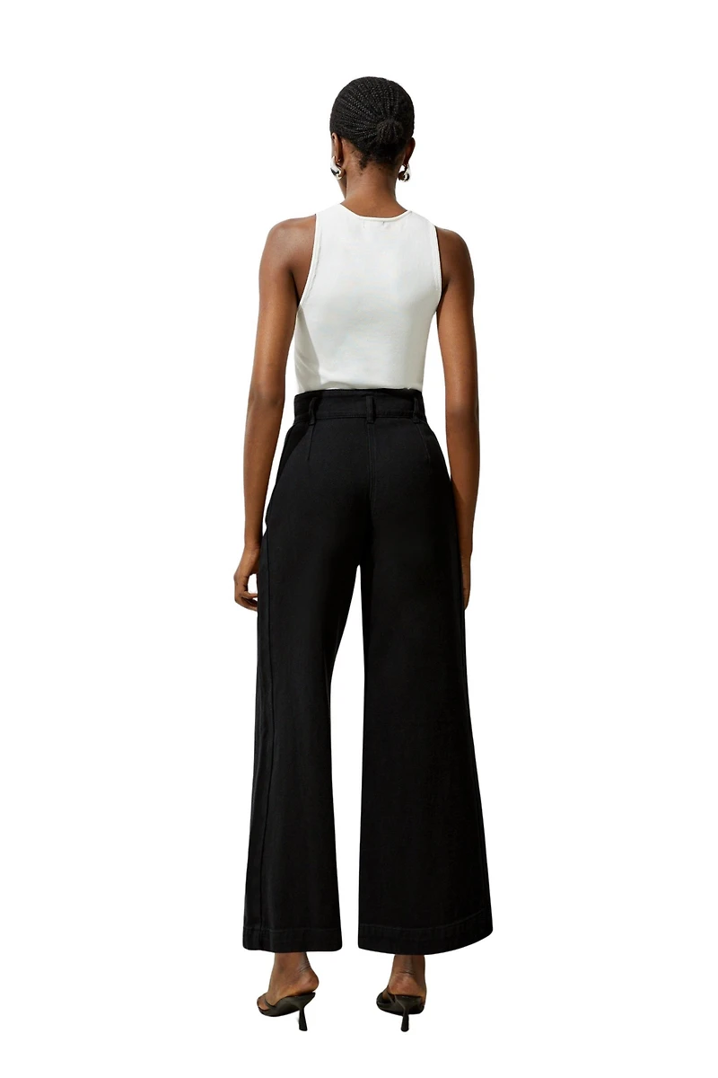Karen Millen Women's Denim Wide Leg High Waisted Jeans