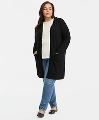 Charter Club Plus Hooded 100% Cashmere Cardigan, Macy's Exclusive