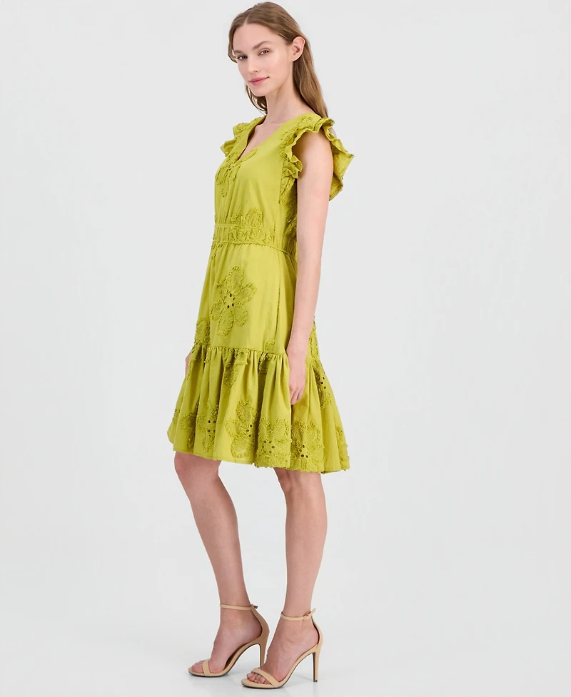 Anne Klein Women's Eyelet Embroidered Cotton A-Line Dress
