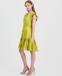 Anne Klein Women's Eyelet Embroidered Cotton A-Line Dress