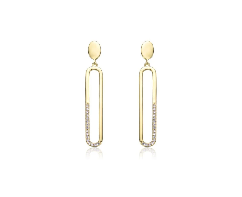 Rachel Glauber Modern Cubic Zirconia Pave Oval Statement Drop Earrings