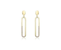 Rachel Glauber Modern Cubic Zirconia Pave Oval Statement Drop Earrings