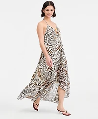 Bar Iii Women's Zebra Print Chiffon Halter High-Low Dress, Macy's Exclusive