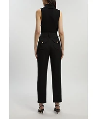 Karen Millen Women's Textured Stretch Straight Leg Trouser