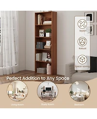 Gymax 5-Tier Freestanding Open Bookshelf w/2 Anti-tipping Devices for Living Room