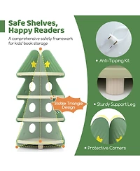 Gymax 4-Tier Tree Bookshelf w/Star Stickers for Kids Room Playroom Daycare and Nursery
