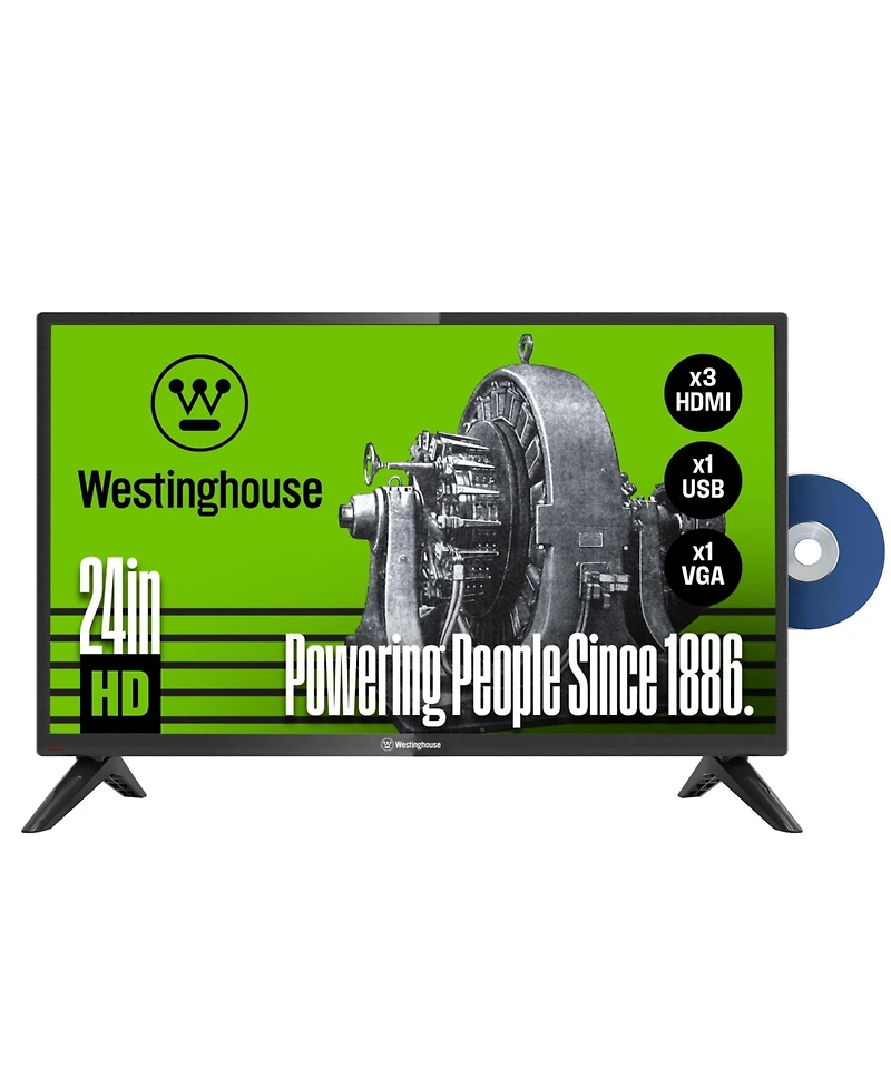 Westinghouse 24" Hd Led Tv w/ Built-In Dvd Player, Hdmi & Usb, Works with Fire Stick, Roku & Apple Tv