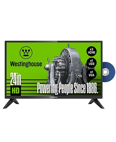 Westinghouse 24" Hd Led Tv w/ Built-In Dvd Player, Hdmi & Usb, Works with Fire Stick, Roku & Apple Tv