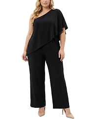 Ny Collection Plus Cape-Top Knit Jumpsuit