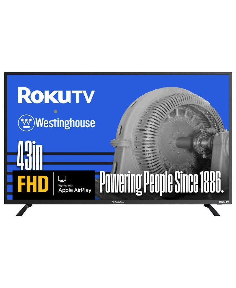 Westinghouse 43" Roku Smart Tv – 1080p Full Hd Led with Wi-Fi, Flat Screen Compatible with Apple HomeKit, Alexa, Google Assistant