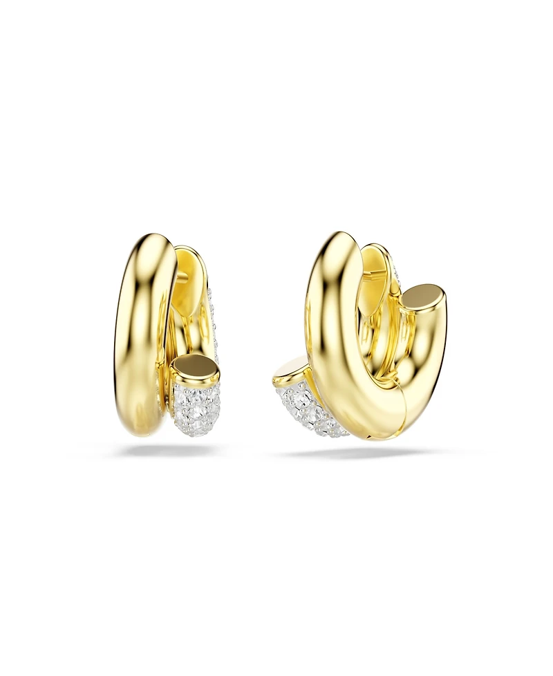 Swarovski Gold-Tone Plated Gleaming Clear Crystal Pave Earrings