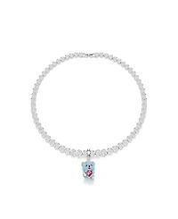 Swarovski Rhodium-Plated Playful Teddy Bear Charm