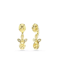 Swarovski Gold-Tone Plated Two Busy Bees Mini Hoop Earrings
