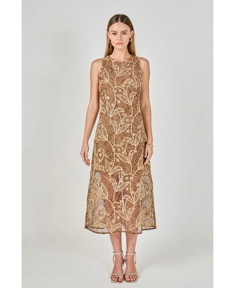 endless rose Women's Textured Sleeveless Maxi Dress