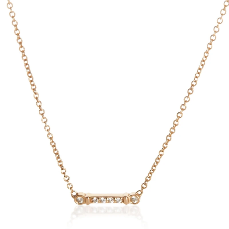Pre-Owned Tiffany & Co Rose Gold Diamond Fluer De Lis Bar Necklace