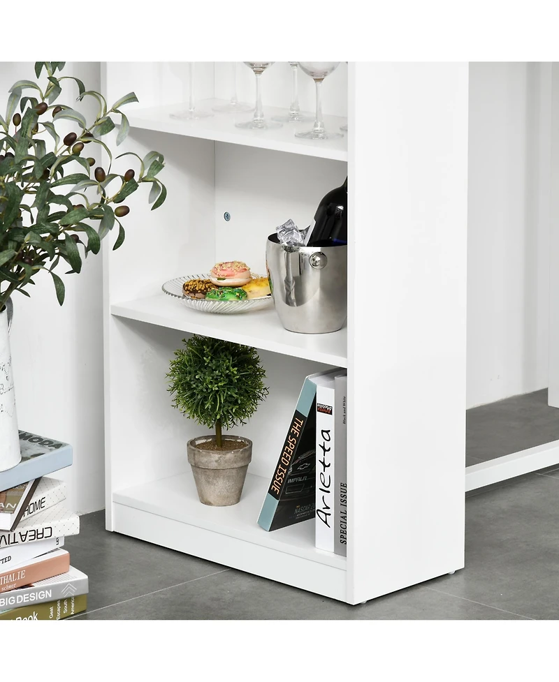 flynama Modern Counter Height Bar Table with 3 Storage Shelves