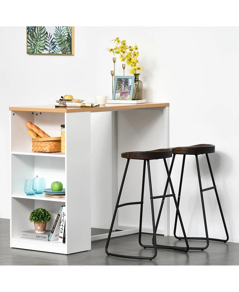 flynama Modern Counter Height Bar Table with 3 Storage Shelves