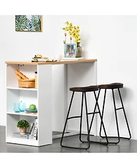 flynama Modern Counter Height Bar Table with 3 Storage Shelves