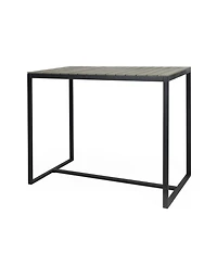 flynama Acacia Wood and Metal Industrial Outdoor Bar Table