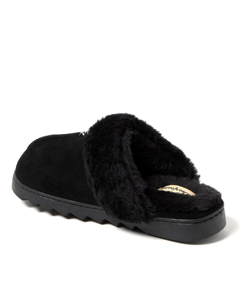 Dearfoams Women's Helena Genuine Suede Scuff House Shoe Slipper