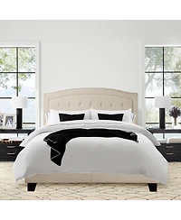 Boyel Living Upholstered Bed with Curved Button Tufted Headboard Modern Platform Frame Solid Wood Structure