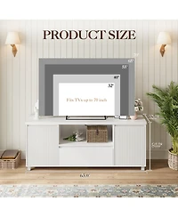 homfan Modern Fluted Tv Stand with Storage Drawer and Cabinets