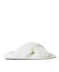 Dearfoams Women's Jessica Furry Cross Band Slide Slippers