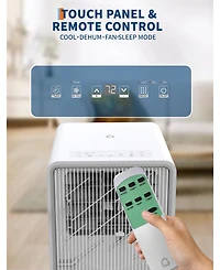 Xo 10,000 Btu Portable Drain-Free Ac with Remote, Led Touchscreen and Timer, Ultra-Quiet for Rooms Up to 215 Sq. Ft