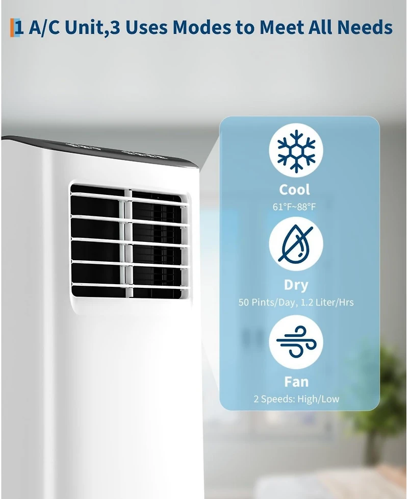 Xo 8,000 Btu Portable 3-in-1 Ac with Remote, Sleep Mode