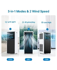Xo 8,000 Btu Portable Ac for Rooms up to 350 Sq. Ft. with Cooling, Fan and Dehumidifier Modes, Remote