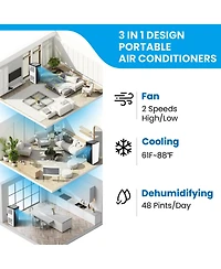 Xo 8,000 Btu Portable Ac for Rooms up to 350 Sq. Ft. with Cooling, Dehumidifier and Fan, Sleep Mode, Remote